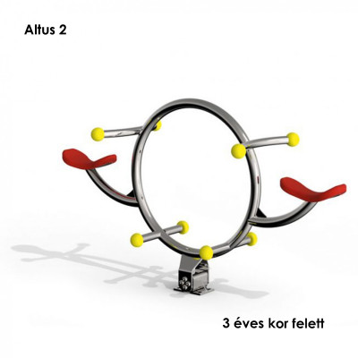 Altus 2 - Az ülés és a fogantyúk színes gömbjai lágy gumiból készülnek, egyébként csak stabil rozsdamentes acélt használnak.
